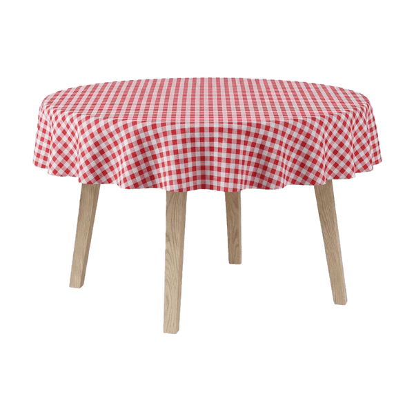 Rond tafelkleed - Katoen - Red check - D1022¨