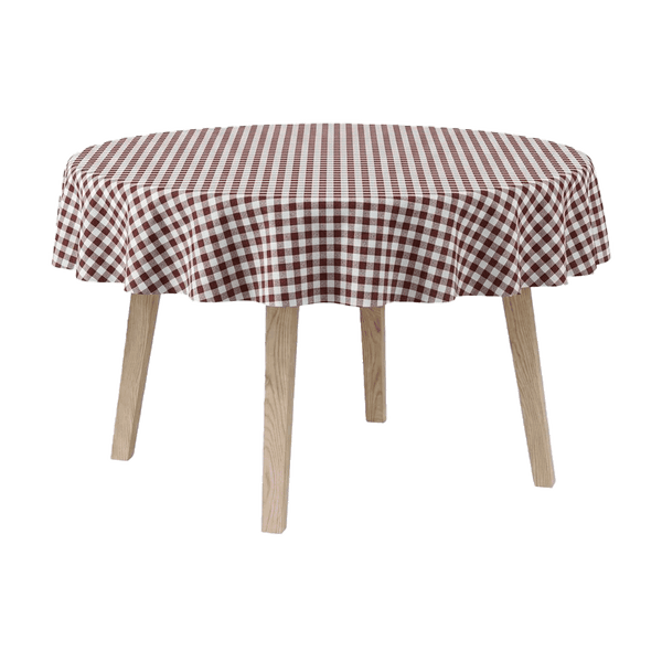 Rond tafelkleed - Katoen - Brown check - D1021¨