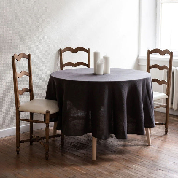 Rond tafelkleed - Linnen - Mørkegrå