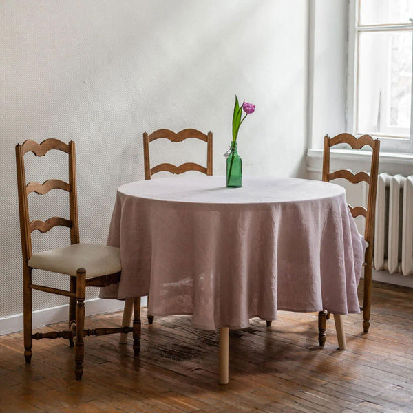 Rond tafelkleed - Linnen - Rosa