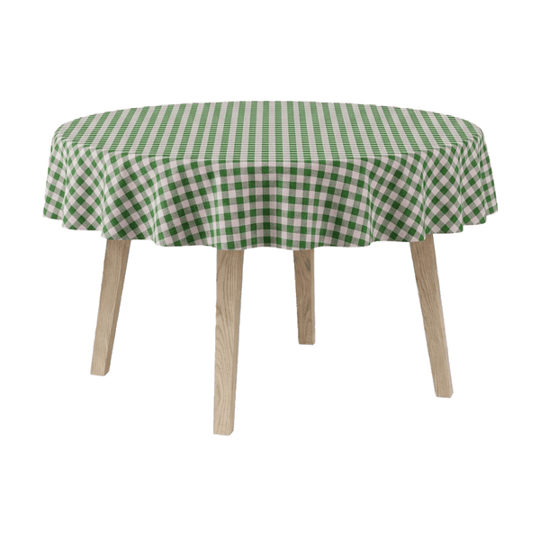 Rond tafelkleed - Katoen - Green check - D1020¨